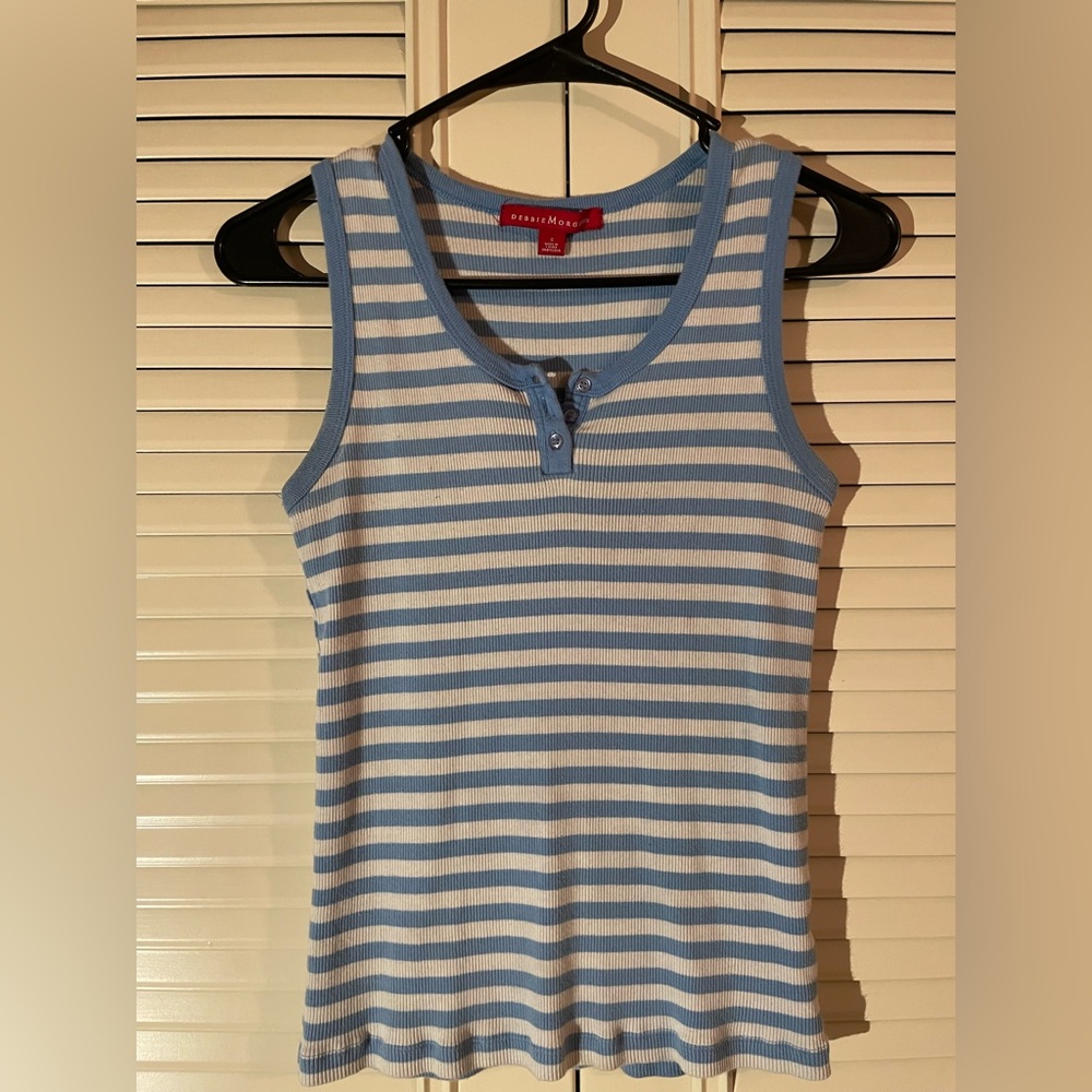 Blue and white striped tank